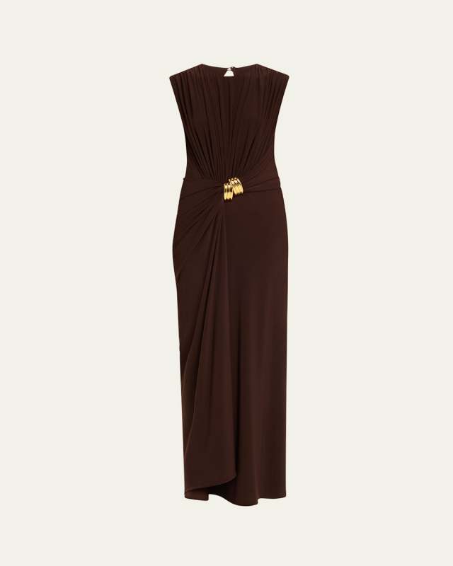 Serena Swirl Draped Midi Dress